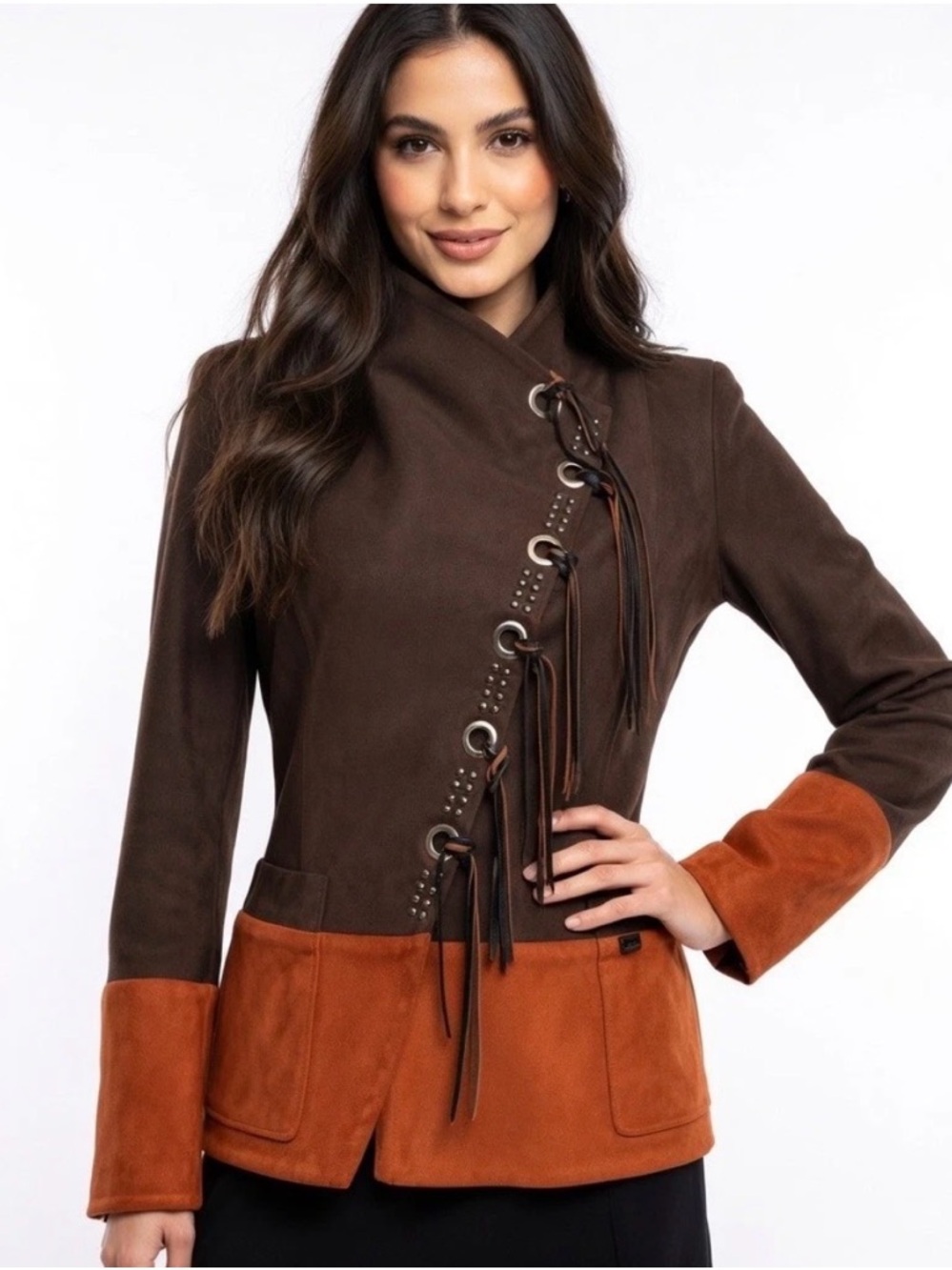 Maria Grazia Severi Wool Blend Suit Blazer Brown Orange Italy Made Womens Size S